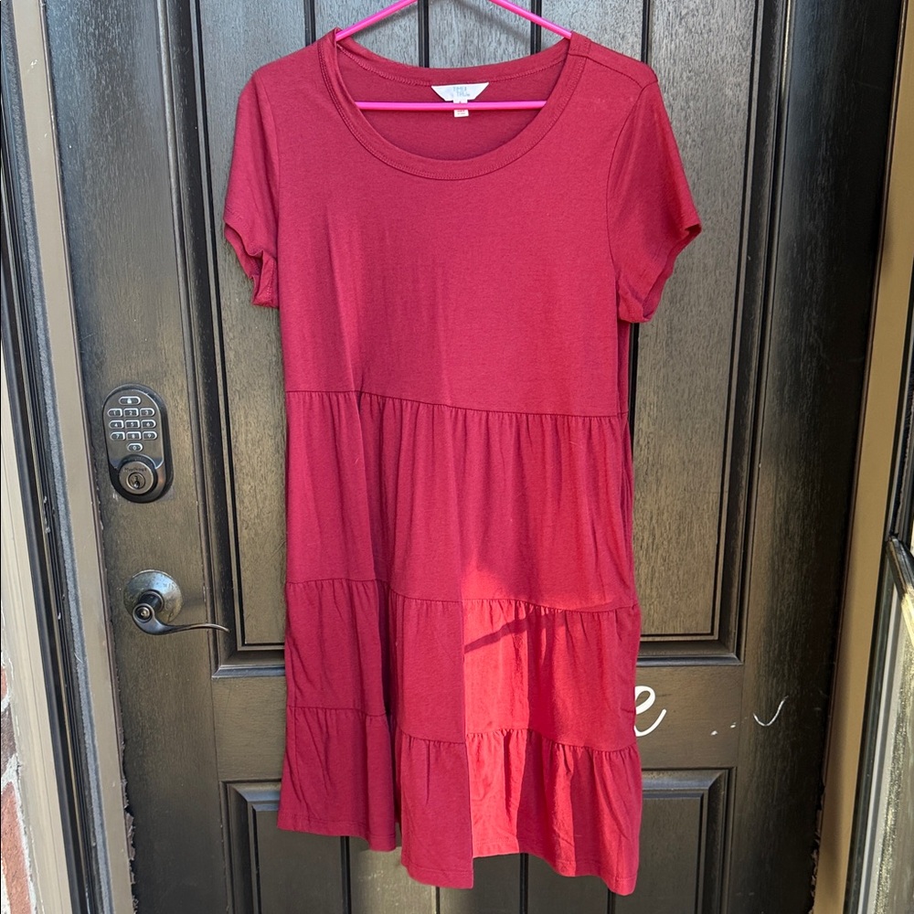 Time and Tru Women's Burgundy Tiered Midi Dress